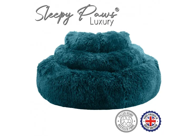 Ancol - Sleepy Paws Super Plush Donut Bed - Teal - Medium (70cm)