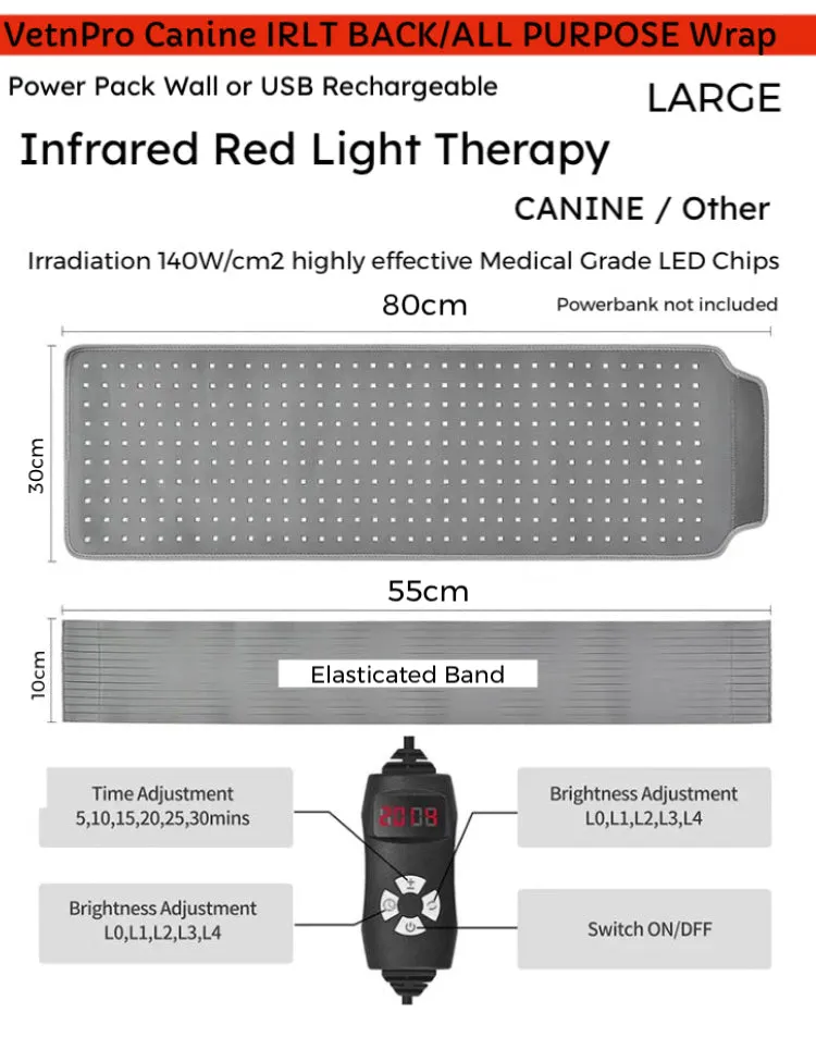 Canine / other Infrared Red Light Therapy Back Vital Organs Musculoskeletal Multipurpose Wrap