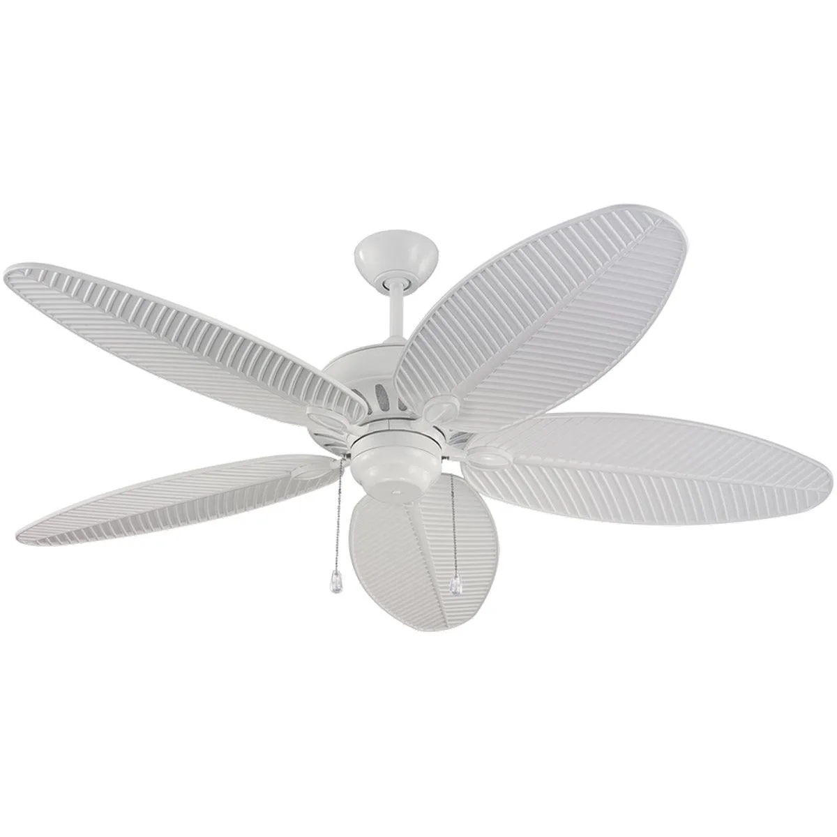 Cruise 52 Inch White Palm Leaf Blades Outdoor Ceiling Fan with Pull Chain