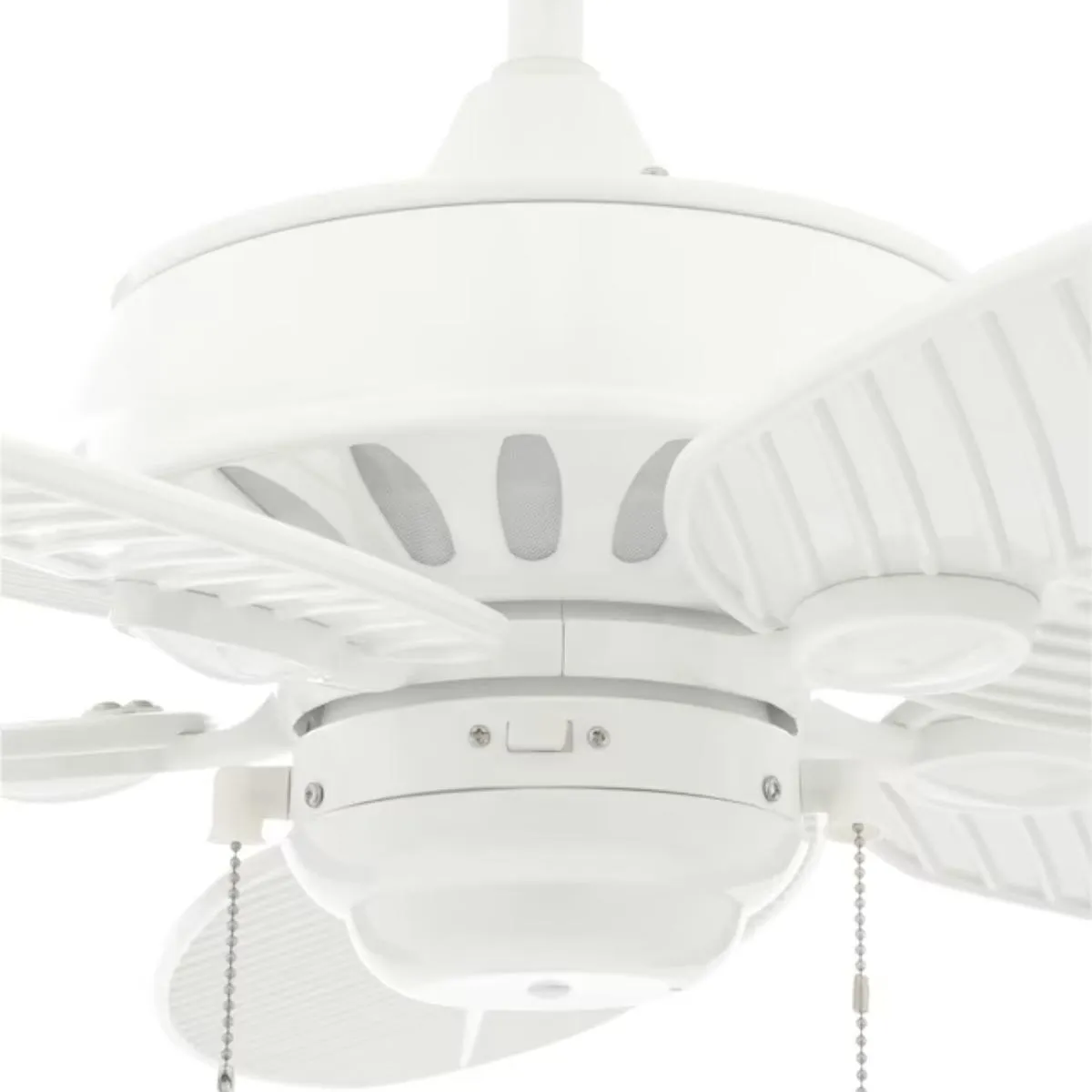 Cruise 52 Inch White Palm Leaf Blades Outdoor Ceiling Fan with Pull Chain