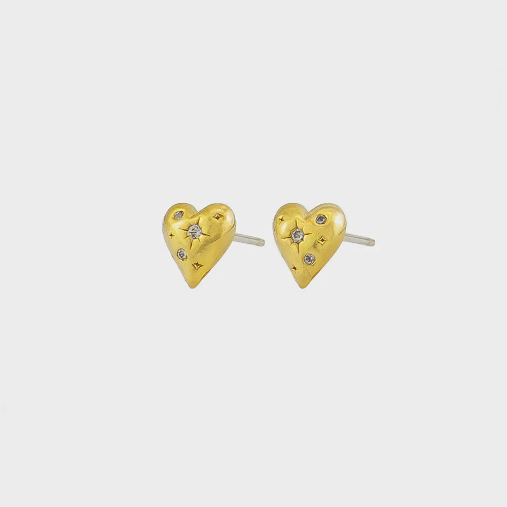 Daphne Heart Studs Gold