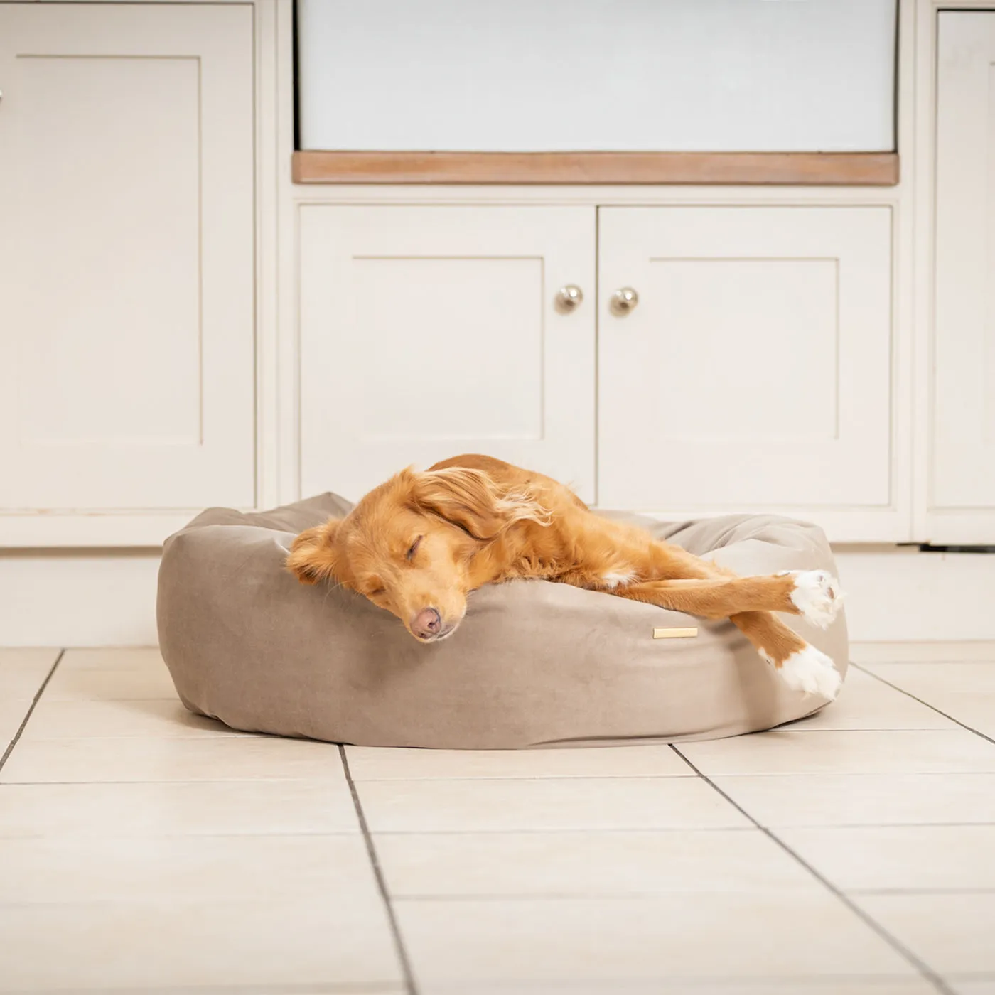 Donut Bed With Removable Covers in Clay Velvet by Lords & Labradors