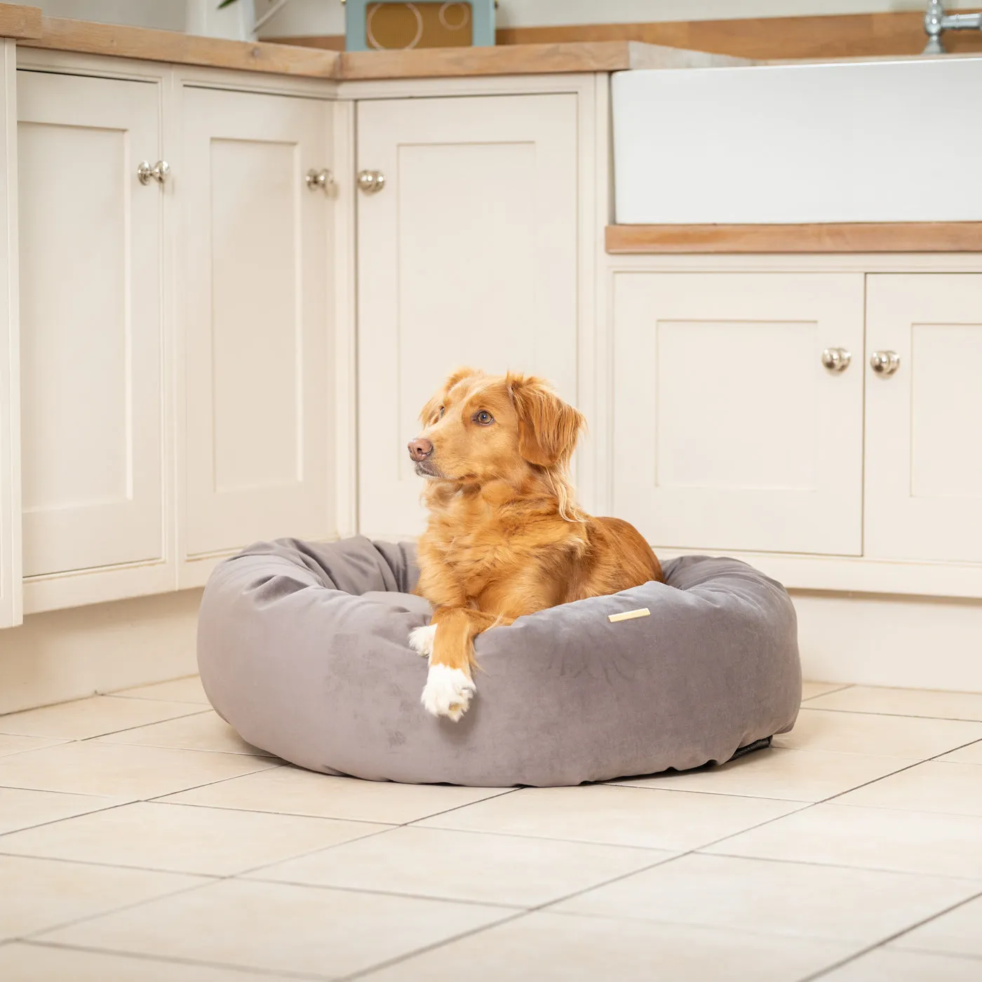 Donut Bed With Removable Covers in Silt Velvet by Lords & Labradors