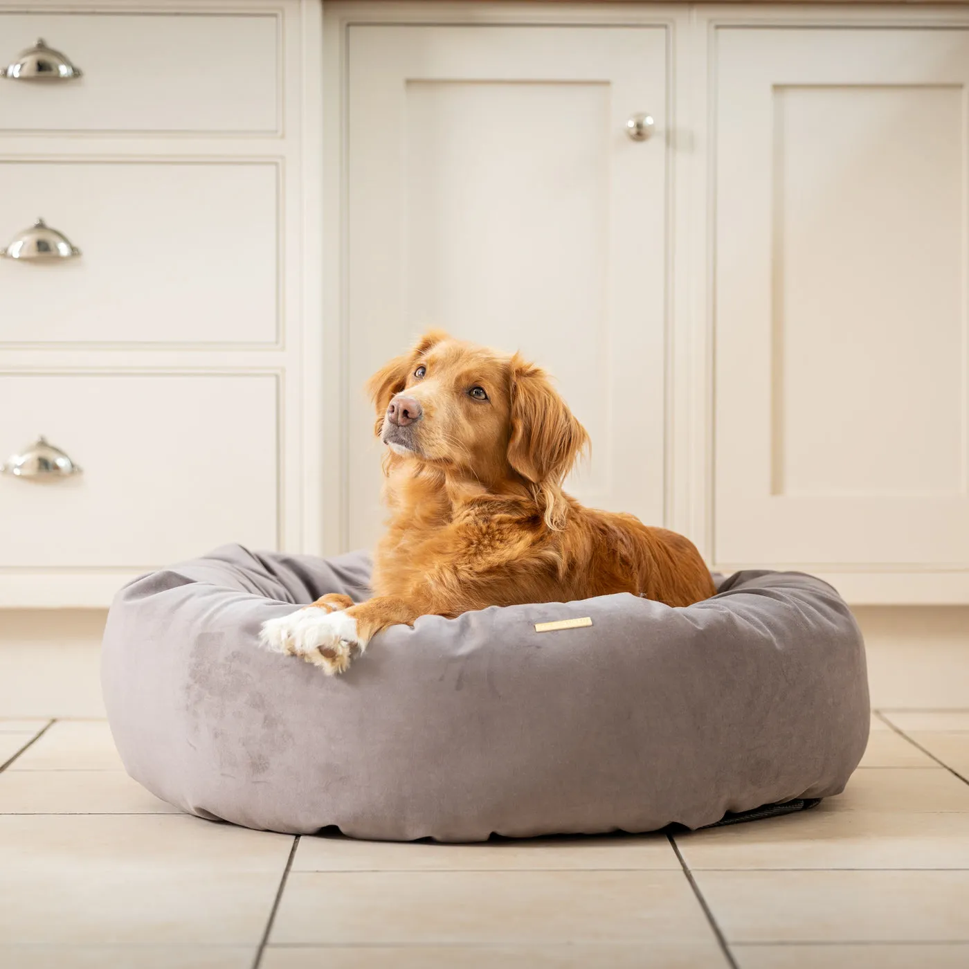 Donut Bed With Removable Covers in Silt Velvet by Lords & Labradors