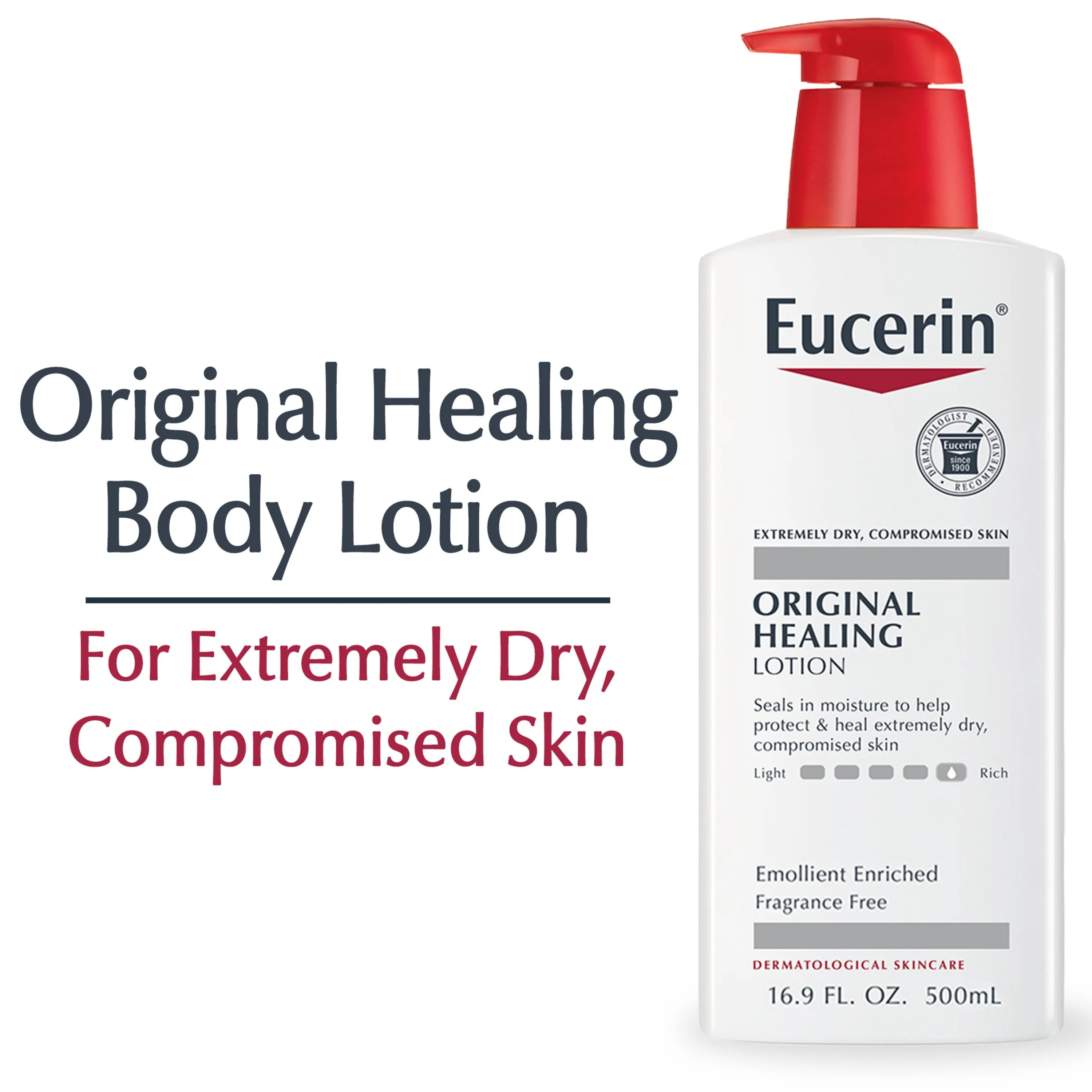 Eucerin Original Healing Rich Body Lotion, 16.9 Fl Oz Pump Bottle