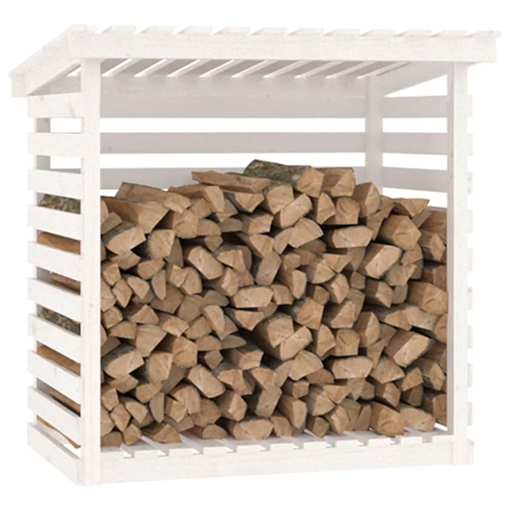 Firewood Rack White 108x73x108 cm Solid Wood Pine