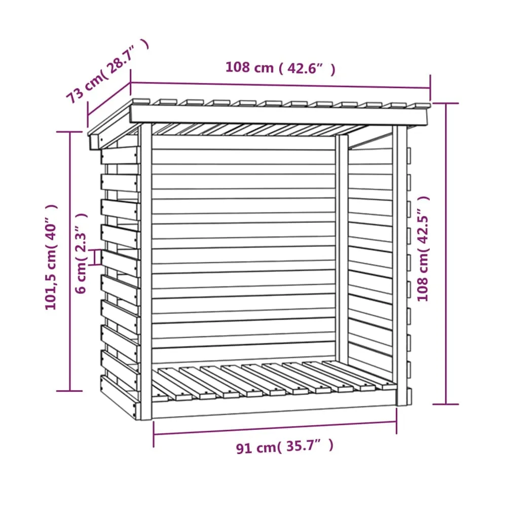 Firewood Rack White 108x73x108 cm Solid Wood Pine