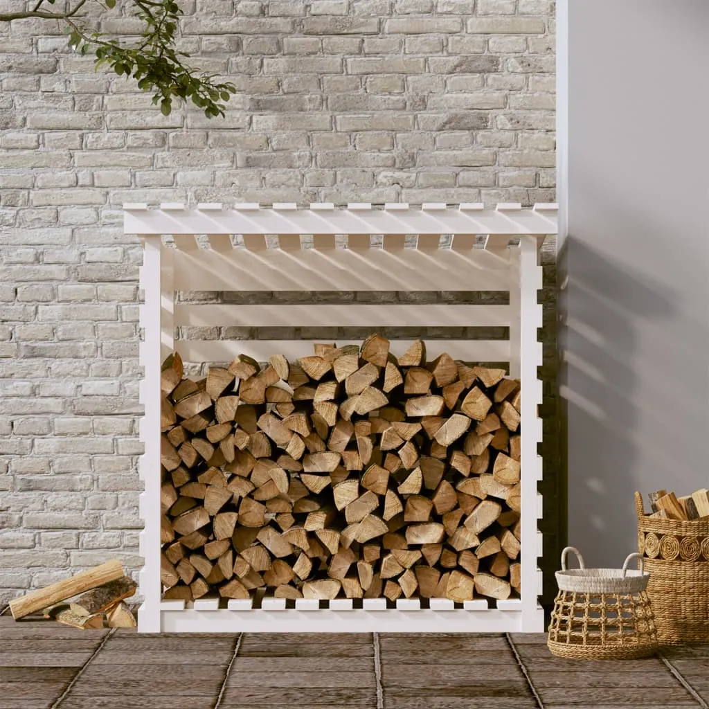 Firewood Rack White 108x73x108 cm Solid Wood Pine