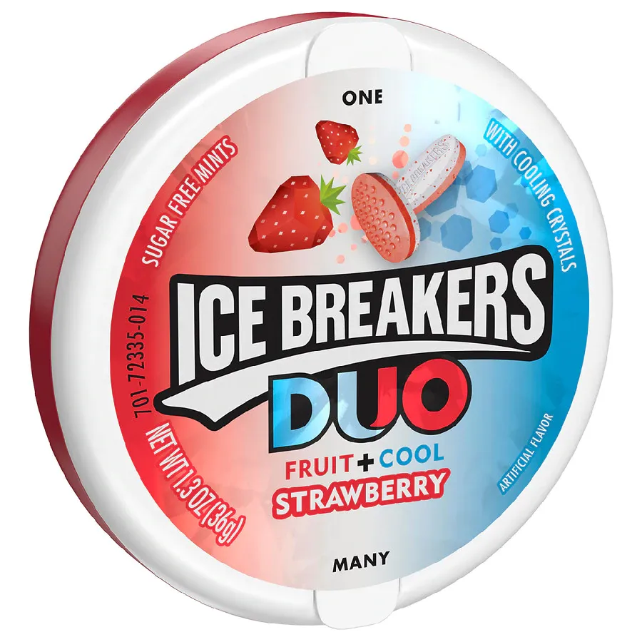 Ice Breakers Duo Strawberry Sugar Free Mints 1.3oz