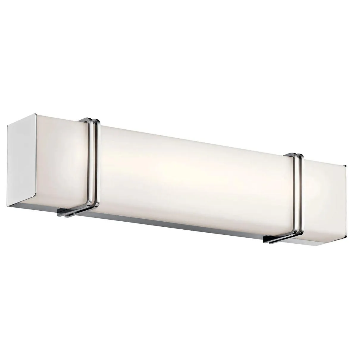 Impello 24 In 1-Light LED Bathroom Vanity Light With Clear Satin Etched Glass, Chrome Finish