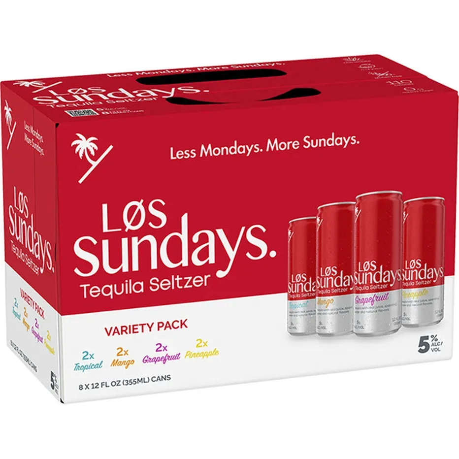 Los Sundays Tequila Seltzer Variety Pack 8 Pack (12 oz)