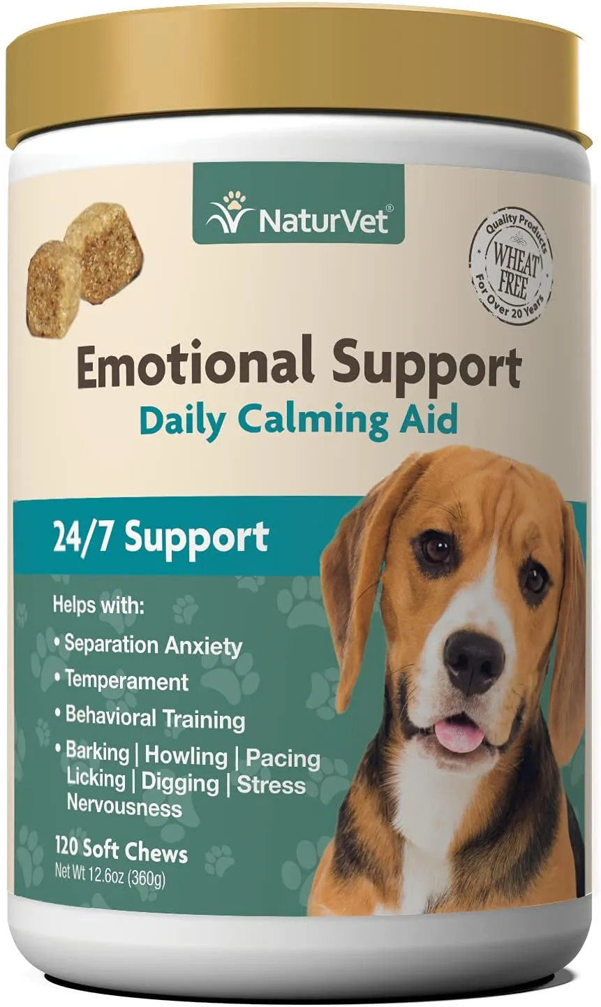 NaturVet Emotional Support 24/7 Calming Aid Soft Chews for Dogs (120ct)