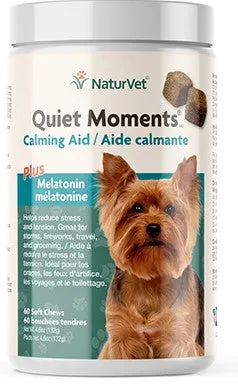 NaturVet Quiet Moments Calming Aid Plus Melatonin Soft Chews for Dogs