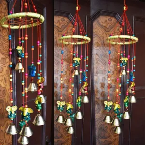 Navya Creation Handcrafted Bells Ganeshji Design Wood Windchime (18 inch, Multicolor) Wood Windchime (18 inch, Multicolor)