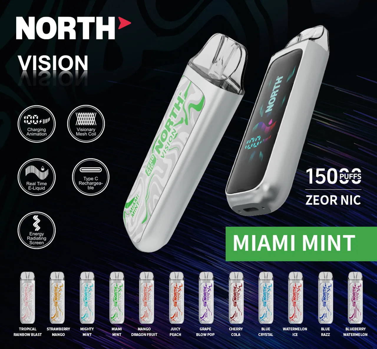 North Vision 15K Zero Nicotine - Miami Mint