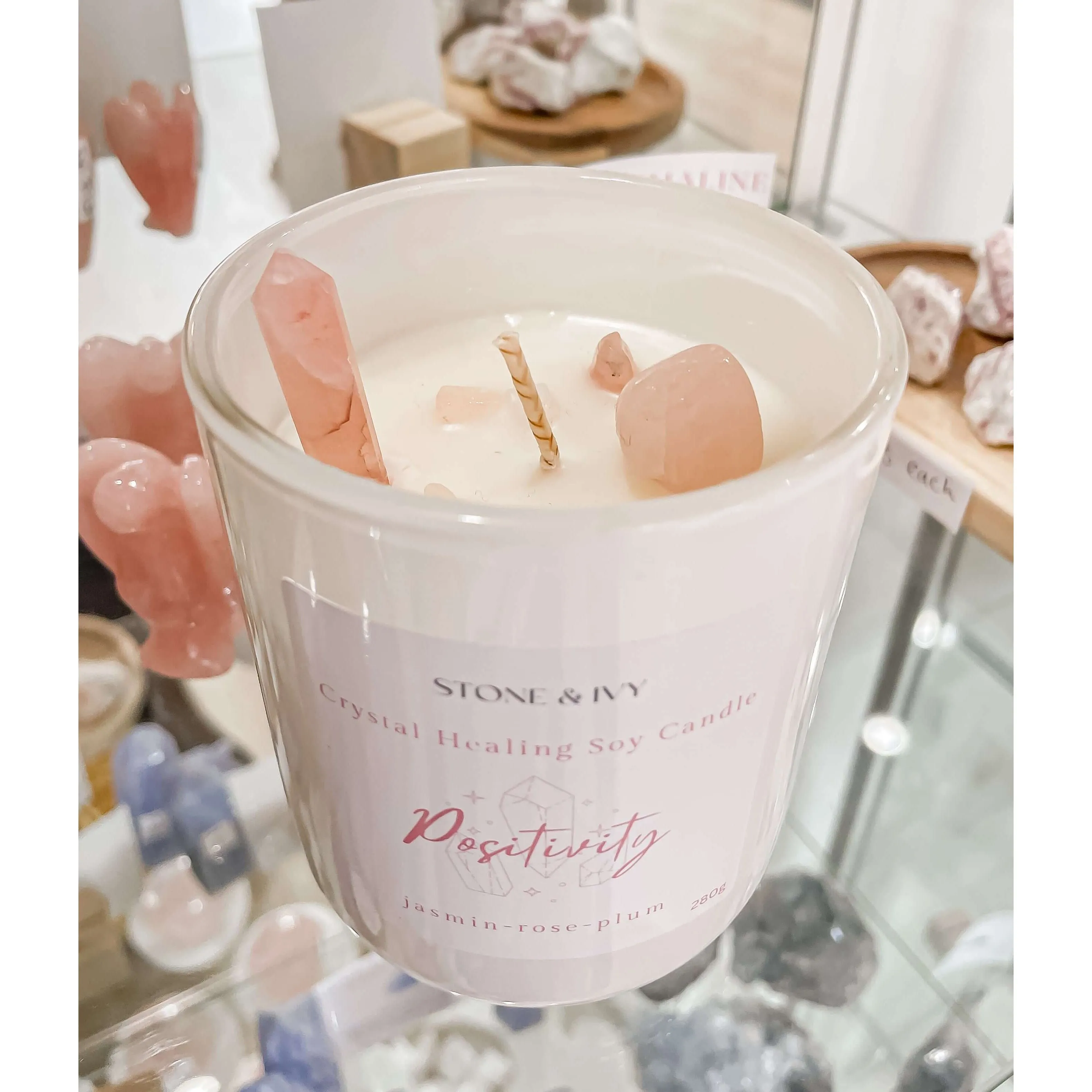 Positivity Crystal healing Candle