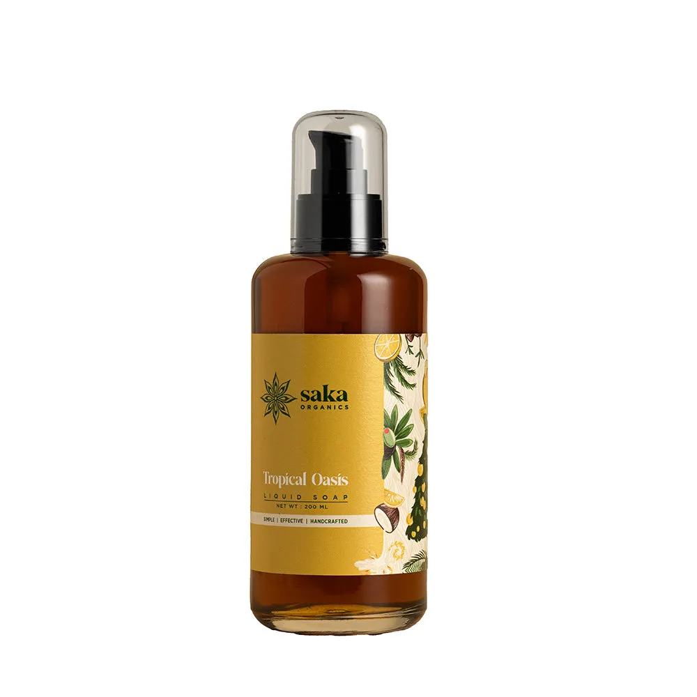 Saka - Tropical Oasis | Handmade Liquid Soap with Moisturizing Gel | Natural Spa Gel for Normal Skin (200ml)