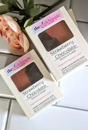 Strawberry Chocolate- Goat Milk Soap- 4.5oz Bar of Soap- Strawberry and Chocolate natural fragrance