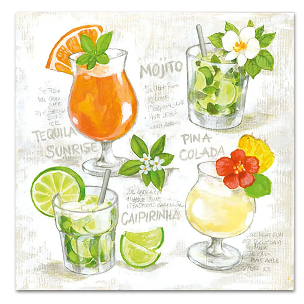 Tropical Cocktails Paper Luncheon Napkins