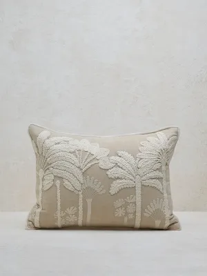 Westside Home Beige Tropical Embroidered Cushion Cover