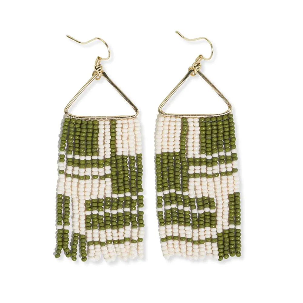 Whitney Beaded Fringe Earring, Avocado | Ink   Alloy